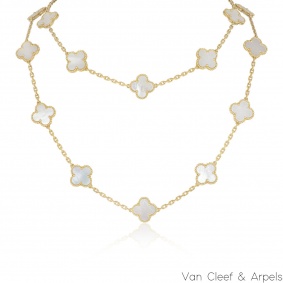 Pure Alhambra pendant 18K yellow gold, Mother-of-pearl - Van Cleef